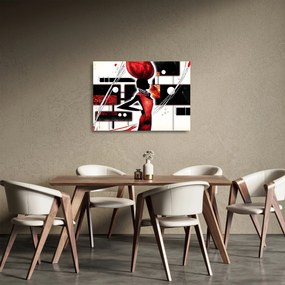 Tablou pe sticlă picuturii cu damă străveche (70x50 cm)