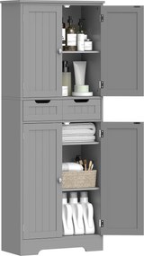 HOMCOM Mobilier de baie cu sertar, dulap cu uși, raft reglabil, 60 x 30 x 160 cm, gri | Aosom Romania