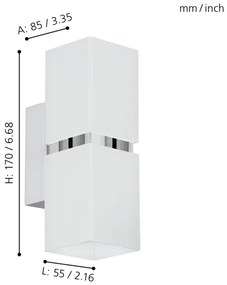 Eglo 95377 - Corp de iluminat LED perete PASSA 2xGU10-LED/4W/230V