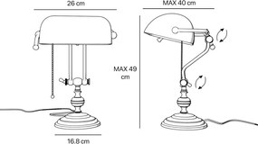 Lampa de birou din alama design clasic Banker