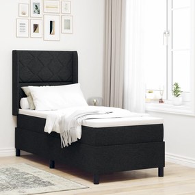 vidaXL Pat cu saltea Negru 80x200 cm din țesătură