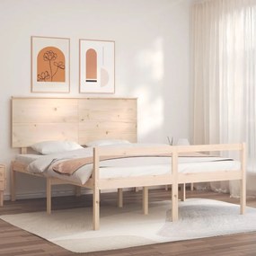 3195486 vidaXL Cadru de pat senior cu tăblie, king size, lemn masiv