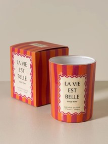 Lumânare roz «La vie est belle» – parfum de cocos