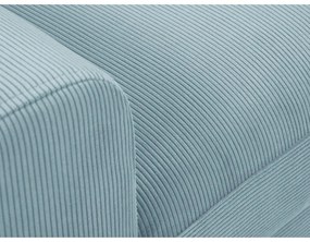 Colțar albastru deschis extensibil, cu spațiu de depozitare cu tapițerie din catifea reiată (cu colț pe partea dreaptă, cu șezlong) Kyoto – Cosmopolitan Design