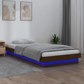 820005 vidaXL Cadru de pat LED Single 3FT, maro miere, 90x190 cm, lemn masiv
