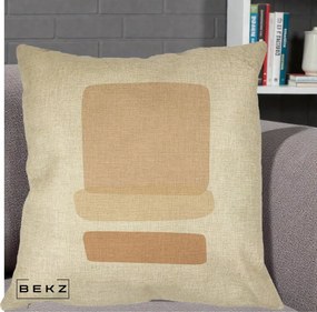 Perna Decorativa Abstract Forme Bej Poudre, 40x40 cm, Crem, Husa Detasabila, Perna Inclusa, BEKZ®