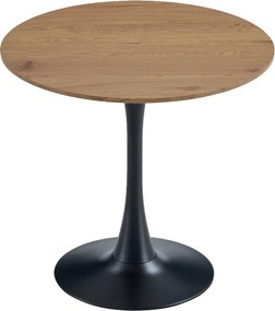 Masă de sufragerie, stejar/negru, diametru 80 cm, REVENTON NEW