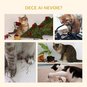 PawHut Copac pentru Pisici cu 3 Niveluri cu Soricel Gri, 48x48x100cm