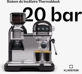Klarstein Bella Café, aparat espresso, cu râșniță, 1550 W, 20 bar, 1,4 litri