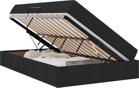 vidaXL Pat cu saltea și spațiu de depozitare Negru 120 x 200 cm