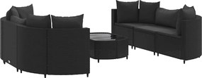 vidaXL Set canapele de grădină cu perne, 7 piese, negru, poliratan