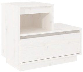 814376 vidaXL Noptieră, alb, 60x34x51 cm, lemn masiv de pin