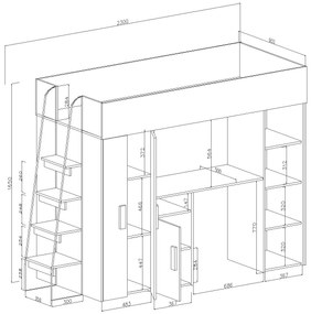 Pat pentru copii combinat 90 cm Puro 15 (alb mat + alb lucios + roz lucios). 1087095