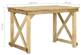 Masa de gradina, 110x79x75 cm, lemn de pin tratat 1, 110 x 79 x 75 cm