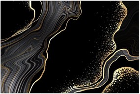 Tablou - Marmură negru - auriu (90x60 cm)