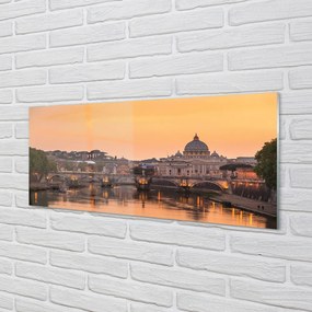 Tablouri acrilice râu Roma Sunset poduri clădiri