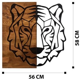 Decorațiune de perete 56x58 cm lemn/metal tigru