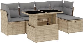 vidaXL Set canapele de grădină cu perne, 6 piese, bej, poliratan