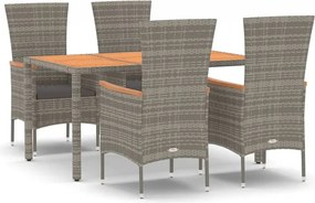 vidaXL Set mobilier de grădină cu perne, 5 piese, gri, poliratan