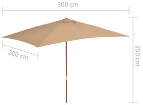 Umbrela de soare, exterior, stalp lemn, 200x300 cm, gri taupe Gri taupe