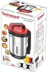 Blender cu incalzire pentru supa Techwood TSM-1655, 1000W, 6 programe, 1,6 L, Inox/Negru