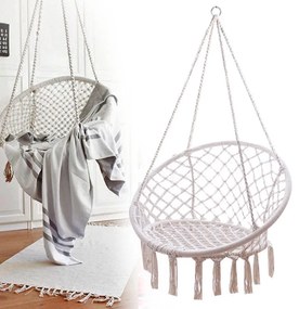 balansoar suspendat Macrame, alb