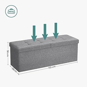 Bancuta hol cufar cu depozitare, Songmics, Gri, 110x38x38 cm