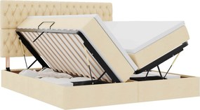 vidaXL Pat cu storage cu saltea Creme 200 x 200 cm Piele artificială