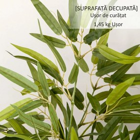 HOMCOM Plantă Artificială de Bambus Înaltă de 90 cm cu 504 Frunze din PEVA și PP Verde cu Ghiveci de Ciment Ø15x12.5 cm | Aosom Romania