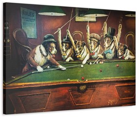 Tablou canvas Dog Playing Snooker 90x60 cm