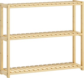 HOMCOM Etajeră de Baie cu 3 Rafturi Reglabile pe 5 Nivele, Dulap de Depozitare din Bambus, 60x15x50 cm, Lemn Natural | Aosom Romania