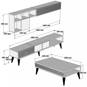 Set Comoda TV si Masuta de Cafea Living Milan, Nuc