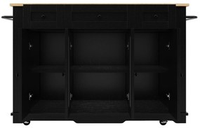 Insulă de bucătărie cu blat rabatabil, Negru | Aosom Romania