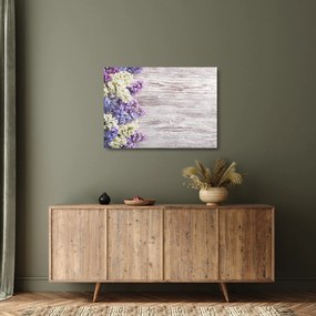 Tablou pe sticlă - Liliac pe lemn (70x50 cm)
