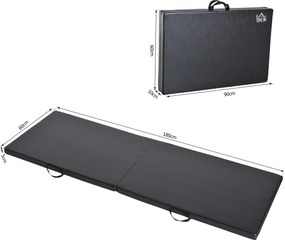 HOMCOM Tapet de Gimnastică Pliabil, Tapet Fitness Gros de 5 cm și Antialunecare, 180x60x5 cm, Negru | Aosom Romania
