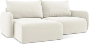 Colțar crem extensibil/cu spațiu de depozitare cu tapițerie din catifea (cu colț pe partea stângă/cu șezlong) Kalena – Makamii