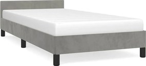 vidaXL Cadru de pat fără saltea, gri deschis, 90x200 cm, catifea