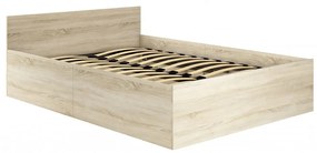 Pat matrimonial cu saltea si lada depozitare cu sistem hidraulic 160 x 200 cm stejar