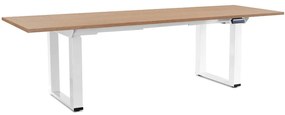 Masă înălțime reglabilă OfficeTech Strong 240 x 80 cm, picioare albe, stejar