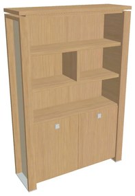 Dulap înalt Verno+ S 140 x 46 x 210 cm, cu rafturi, stejar deschis / vanilie