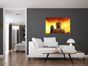 Tablou - Buddha cu fundal roșu și galben (90x60 cm)