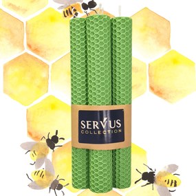 Set 4 Lumanari tip fagure din ceara colorata, rulate manual - Verde deschis 3,5 cm, 30 cm, Verde deschis