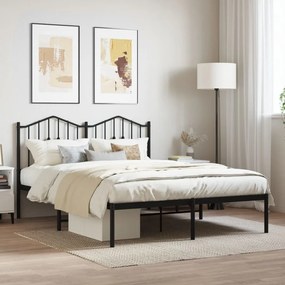 373789 vidaXL Cadru de pat metalic cu tăblie, negru, 140x190 cm