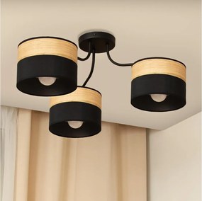Plafonieră aplicată ALBA 3xE27/15W/230V Ø 66 cm negru/maro