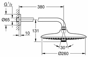 Palarie de dus Grohe Euphoria 260 3 jeturi si brat dus 380 mm