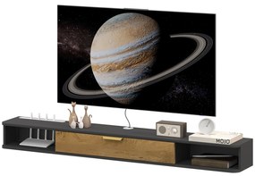 HOMCOM Suport TV suspendat cu compartimente deschise, usa rabatabila si treceri pentru cabluri, 160 x 24 x 16 cm, gri | Aosom Romania