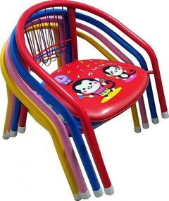 Set 4 scaune metalice pentru copii Novokids™ Little chair , Sezut moale cu sunete, Pentru interior si exterior, Dimensiuni 36x36x34 cm , Vopsea