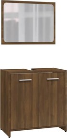 vidaXL Set de mobilier de baie, stejar maro, lemn prelucrat