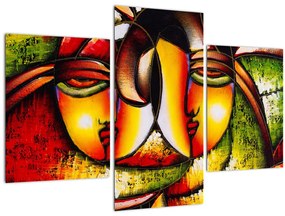 Tablou - Pictură în ulei, chipuri abstracte (90x60 cm)