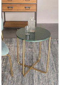 Masă auxiliară din blat de marmură White Lbale Timpa, verde